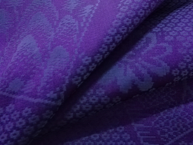  大正ロマン　色紙に風景模様織り出し着物